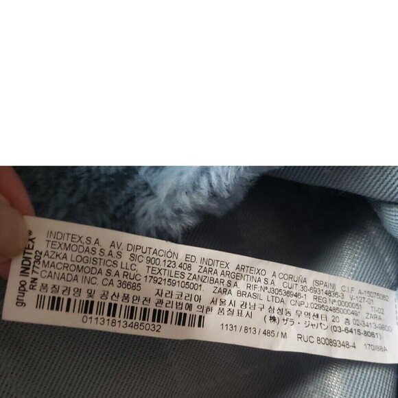 ZARA Blue Faux Fur Boho Quilted Sweater Cropped Y2K Boxy Womens Size M Fuzzy - Picture 10 of 11